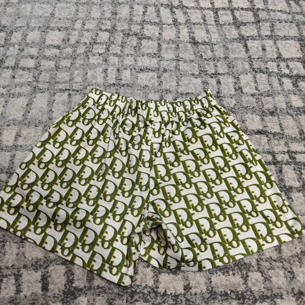 Bravest Studios Monogram Oblique Mesh Shorts Green White Men's Size Large
